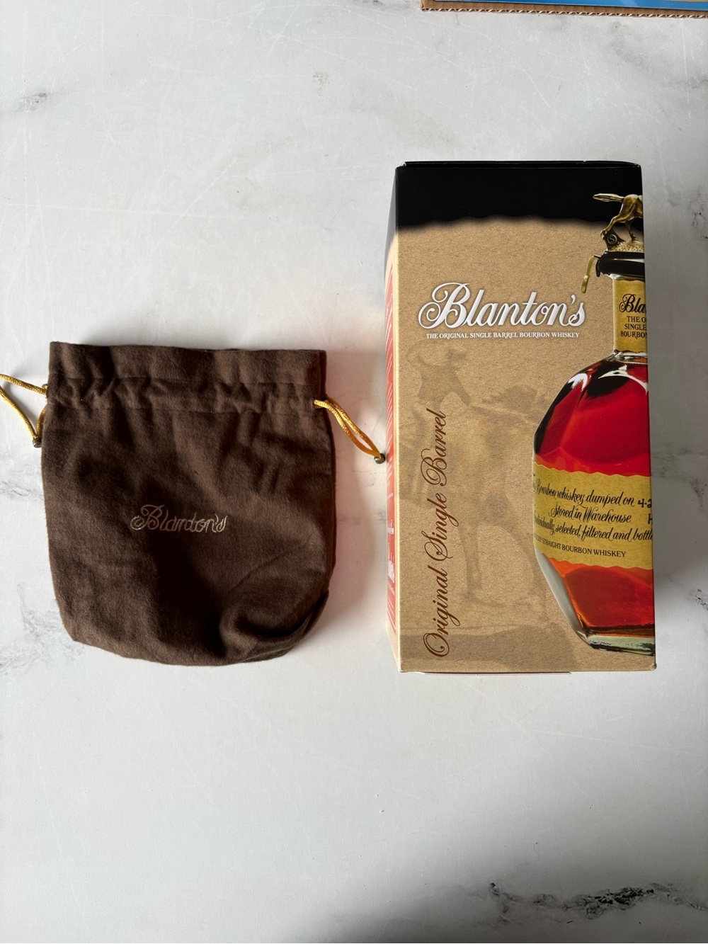 Buffalo Trace Distillery Blanton's Bourbon Whiskey 1 Empty Box & 1 Bag Gift Set